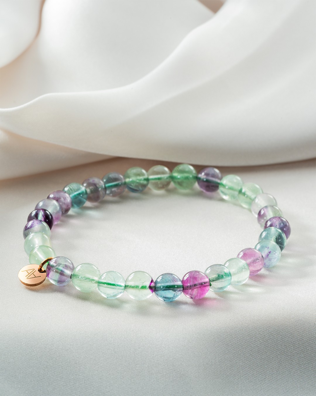 Armband Natursteine Fluorit mehrfarbig Armband 6 mm