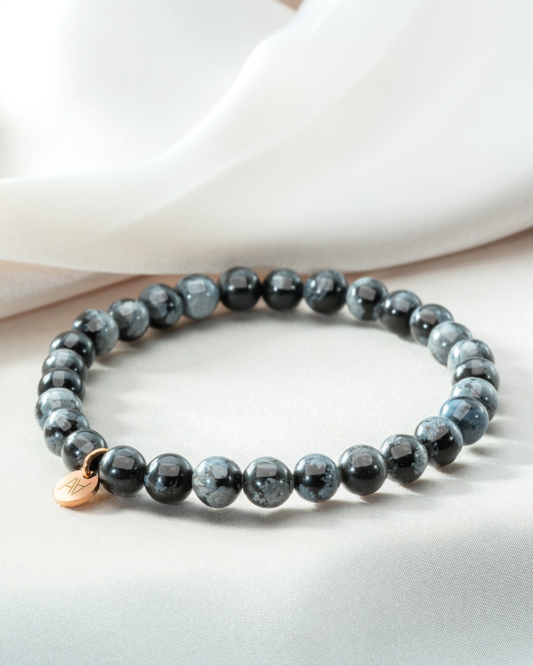 Armband Natursteine Schneeflockenobsidian Armband 6 mm