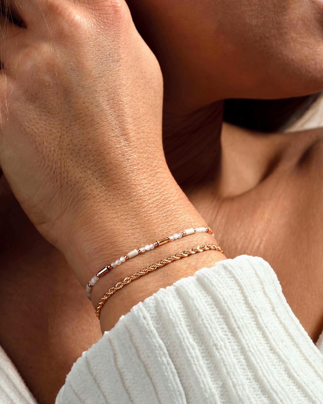 Armband Mondstein und weißer Marmor Vigolina