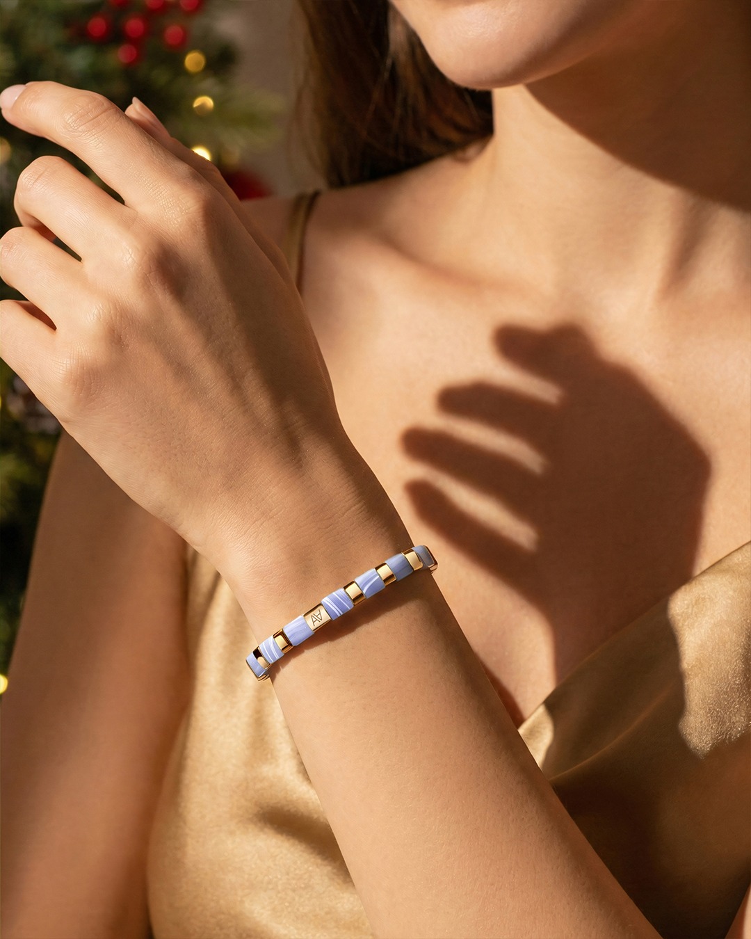Armband synthetische blaue Chalcedon Morciano