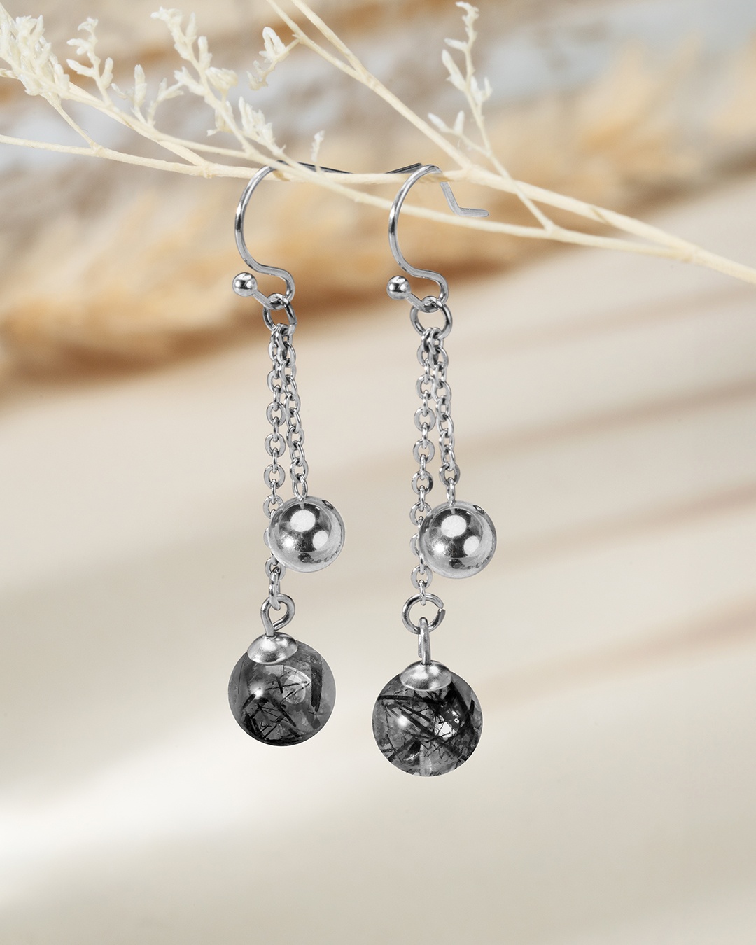 Packshot Ohrringe Turmalin-Rutilquarz Rimini Oscuro